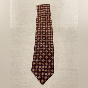 Christian Tyler Geometric Pattern Tie - Navy, Red and Yellow